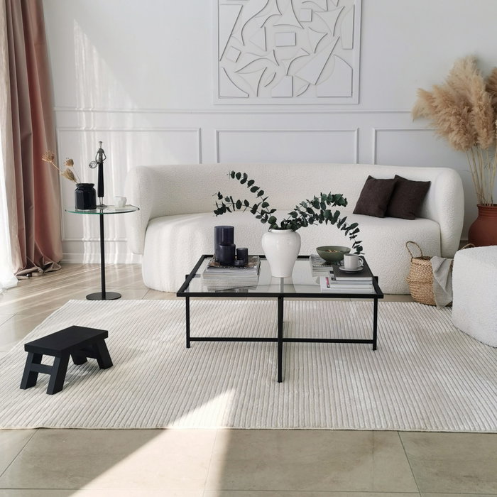 Hanah Home Sun S409 Mesa de Centro de Cristal Templado Negro